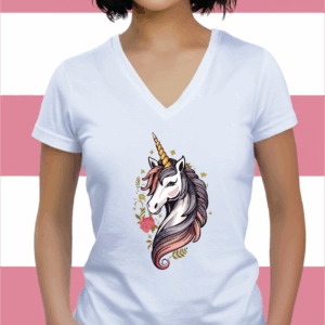 Playera de Unicornio Blanco,Negro – Tallas CH M G XG
