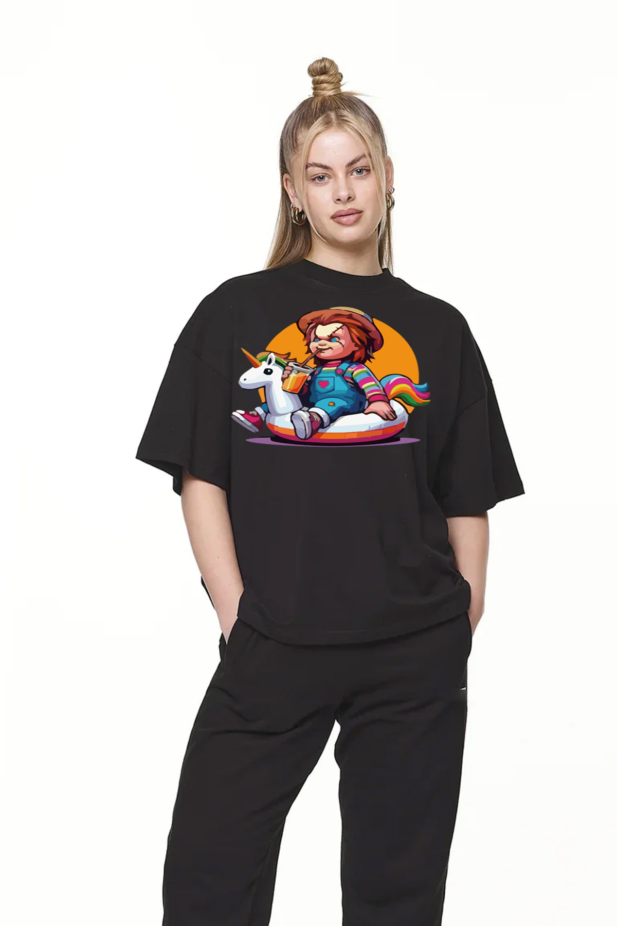 Playera Oversize Chucky Pool – Color Negro y Negro