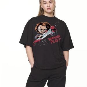 Playera Oversize Chucky Wanna Play – Color Negro