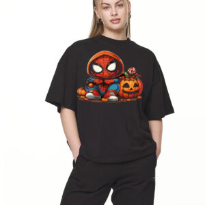 Playera Oversize Halloween Spiderman – Color Negro