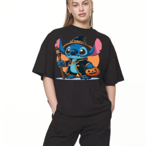 Playera Oversize Halloween Stitch – Color Negro