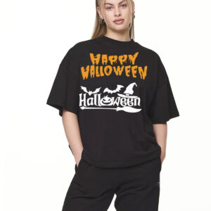Playera Oversize Happy Halloween – Color Negro
