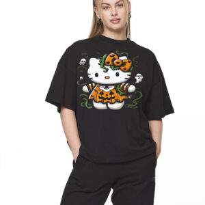 Playera Oversize Hello Kitty Fantasma – Color Negro