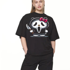 Playera Oversize Hello Kitty Ghostface – Color Negro