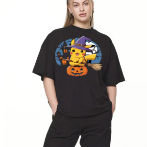 Playera Oversize Pikachu Brujo – Color Negro