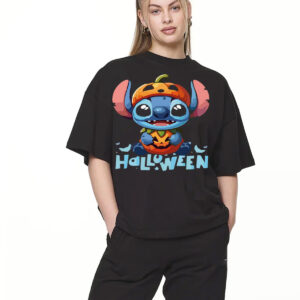 Playera Oversize Stitch Calabaza – Color Negro