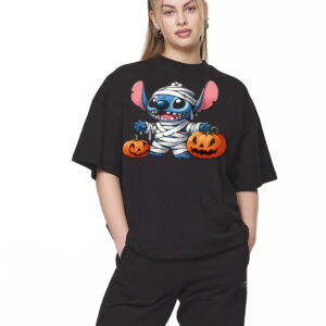 Playera Oversize Stitch Momia – Color Negro