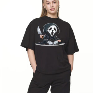 Playera Oversize Halloween Ghostface – Color Negro