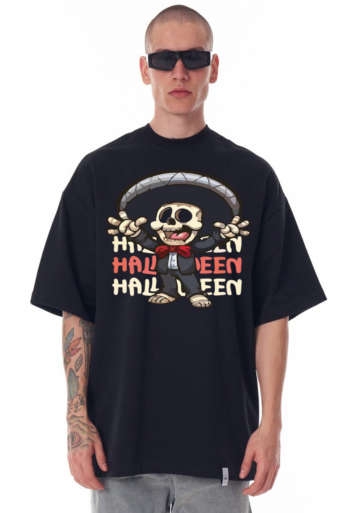 Playera Oversize Dia Muertos Calabera – Color Negro - Image 2