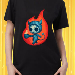 Playera Dama Cuello Redondo Dia de muertos Diablito