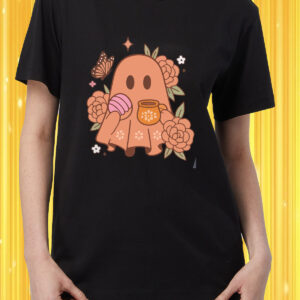 Playera Dama Cuello Redondo Dia de muertos Fantasma