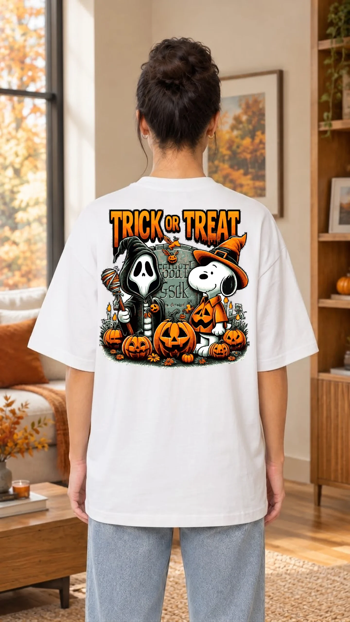 Oversize Snoopy Trick Blanco y Negro - Imagen 2