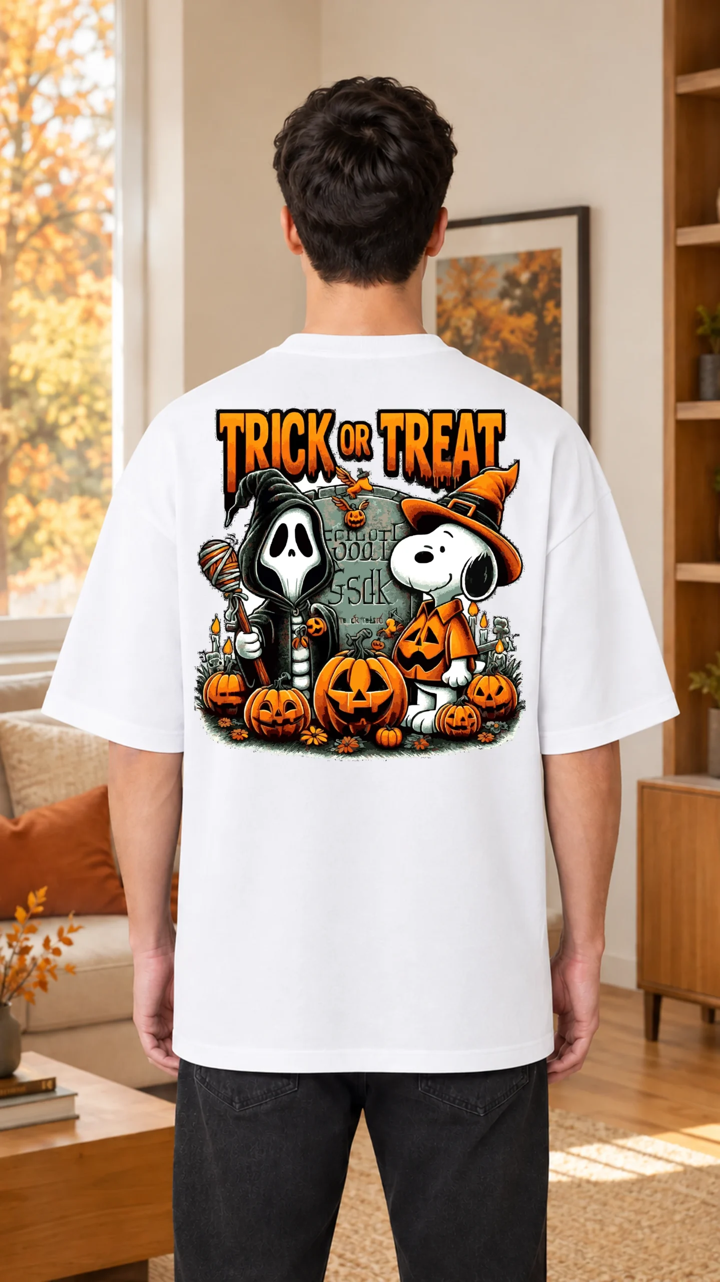 Oversize Snoopy Trick Blanco y Negro