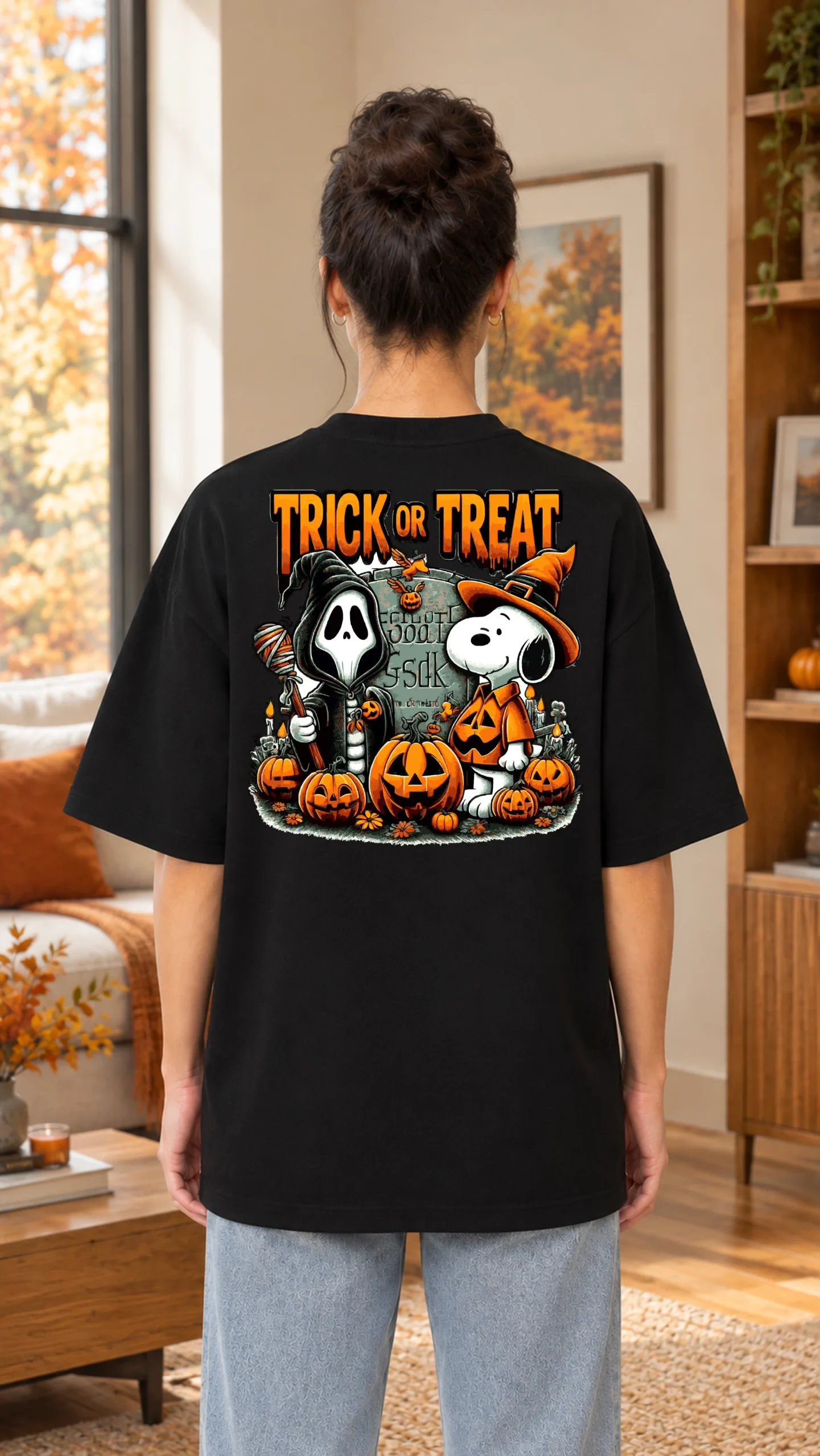 Oversize Snoopy Trick Blanco y Negro - Imagen 3