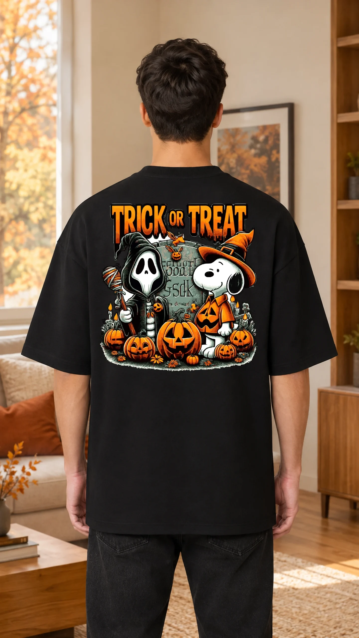 Oversize Snoopy Trick Blanco y Negro - Imagen 4