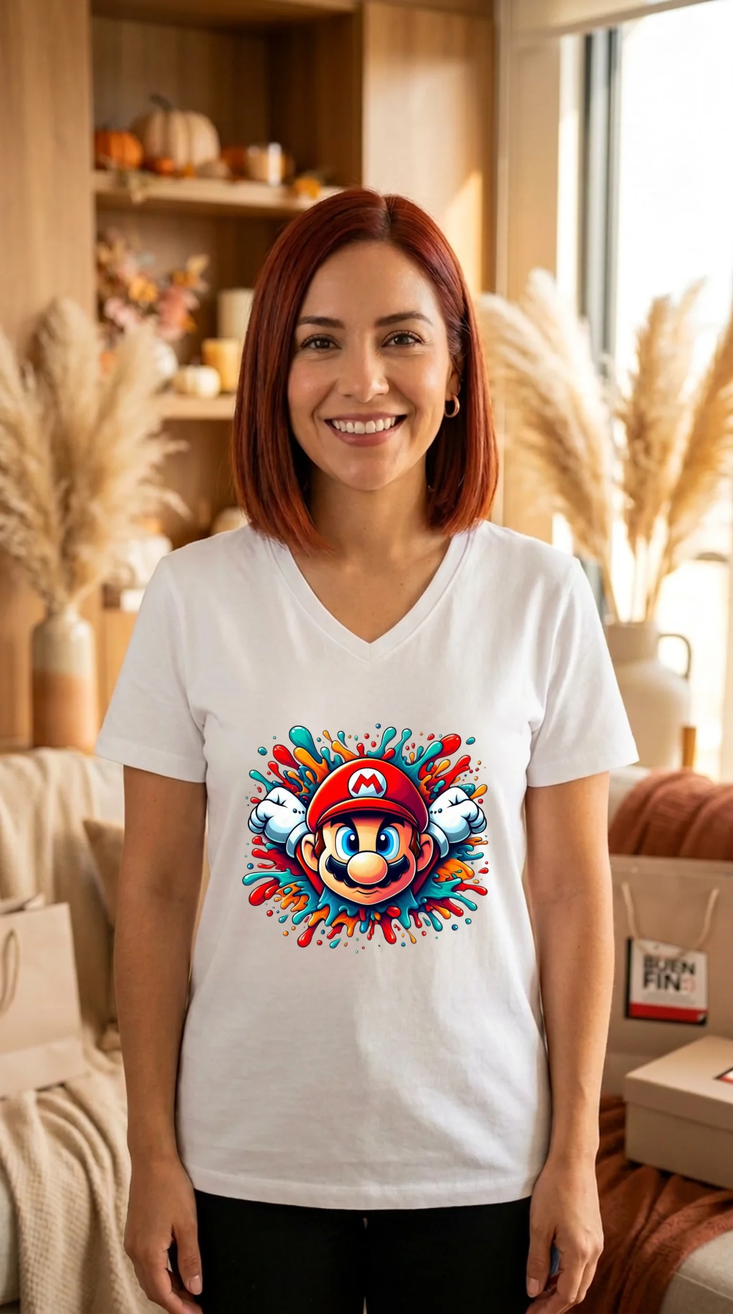 Playera Mujer Cuello V Mario Colors - Imagen 3