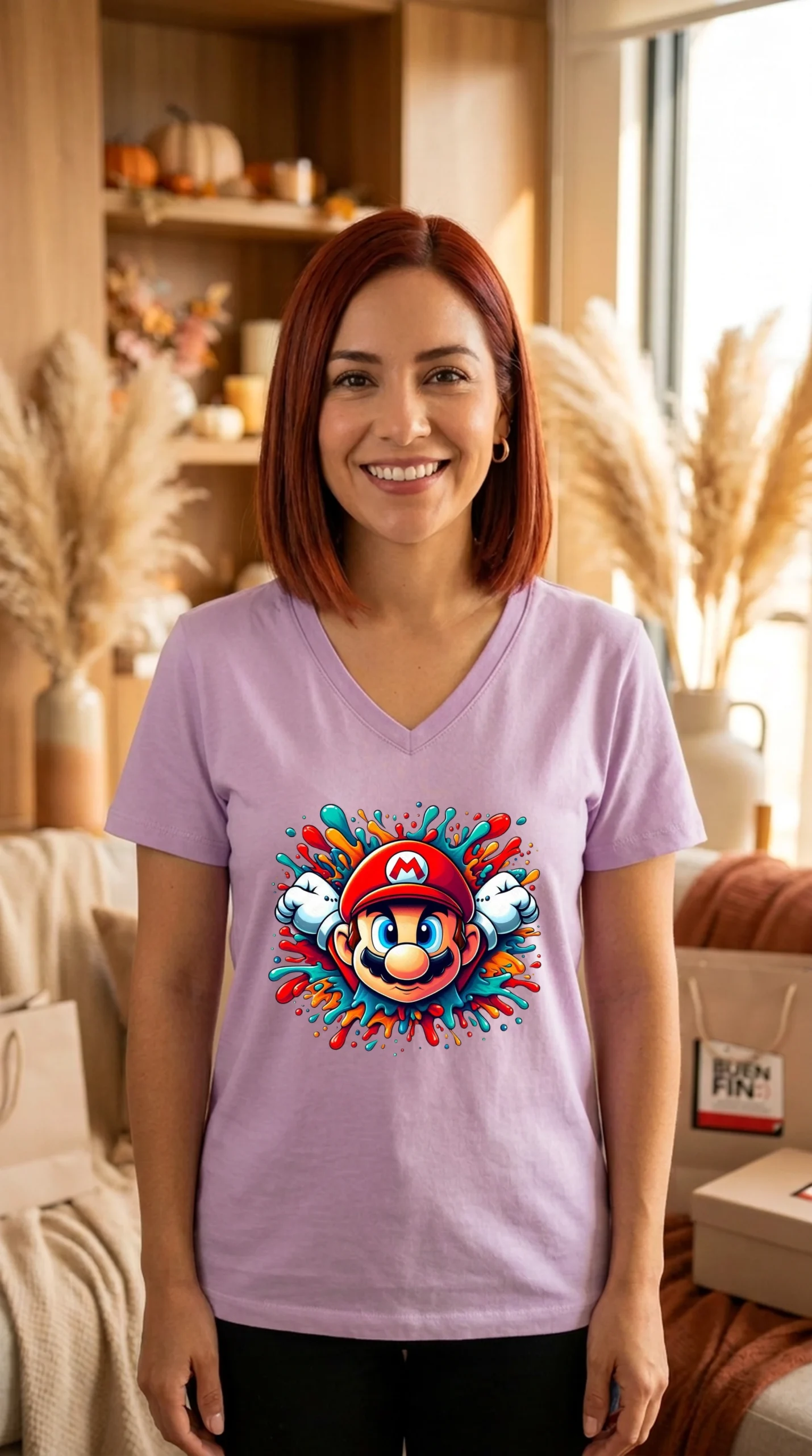 Playera Mujer Cuello V Mario Colors - Imagen 5