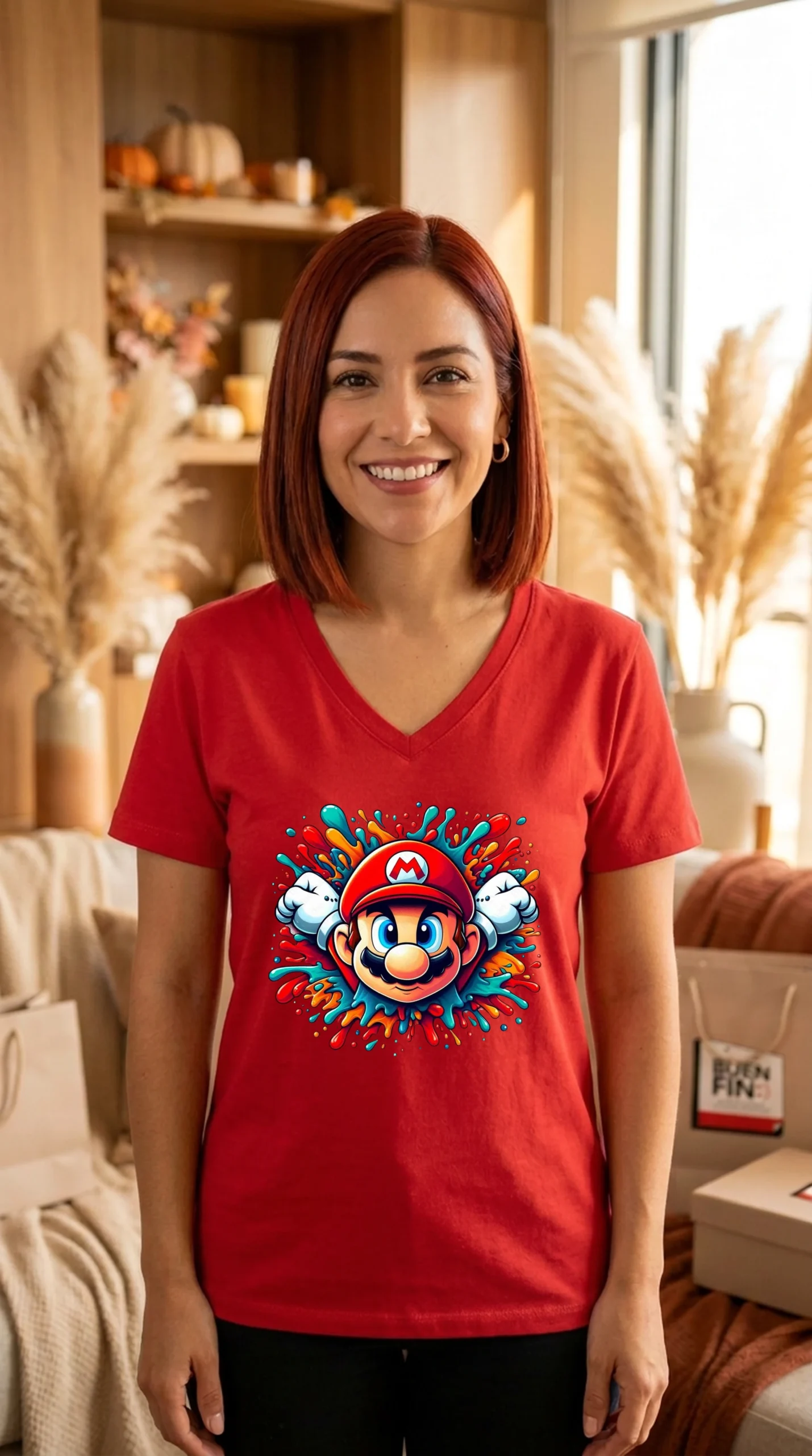 Playera Mujer Cuello V Mario Colors - Imagen 6