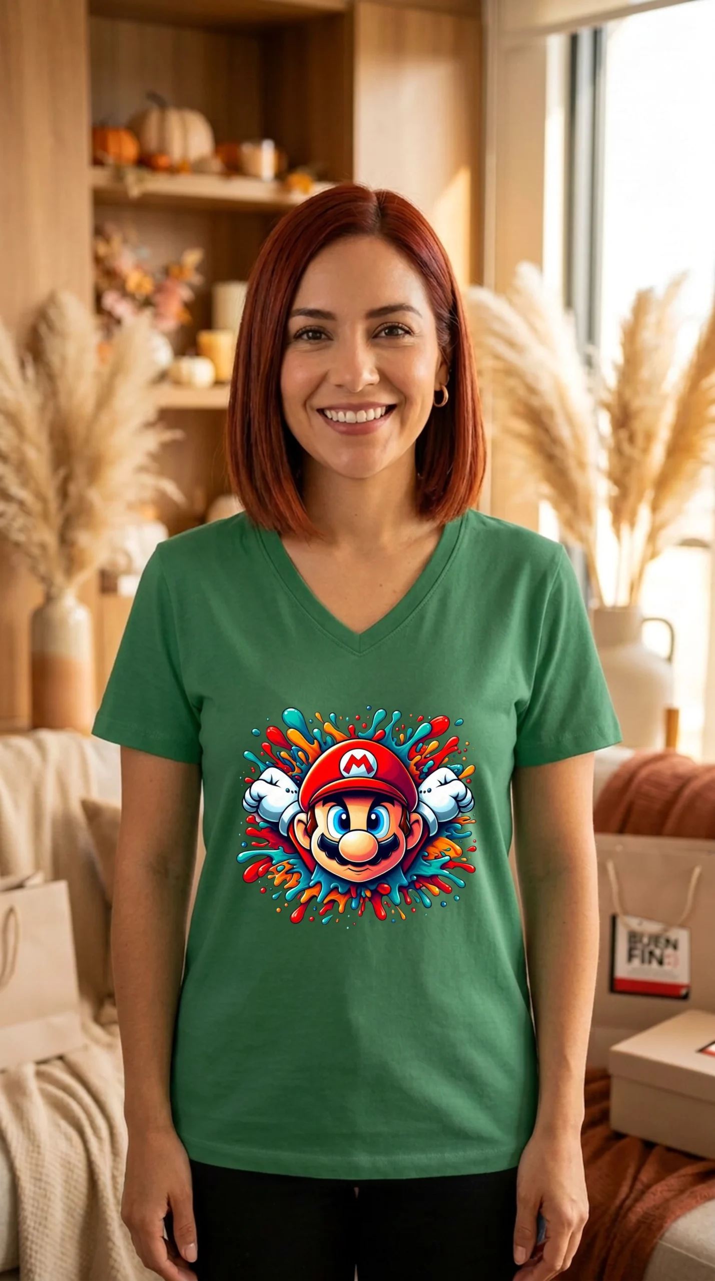 Playera Mujer Cuello V Mario Colors - Imagen 4