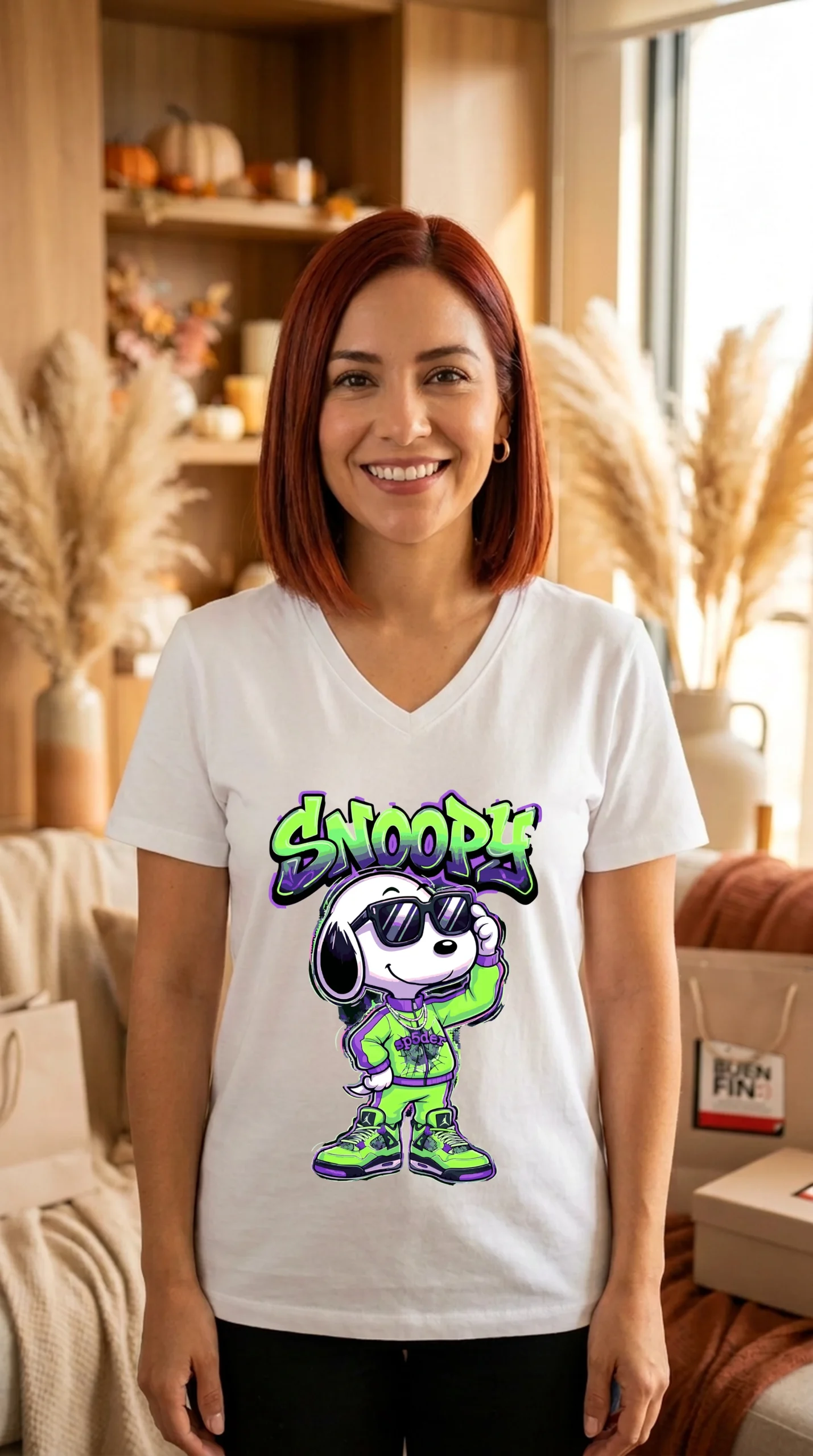 Playera Mujer Cuello V Snoopy Spider - Imagen 3