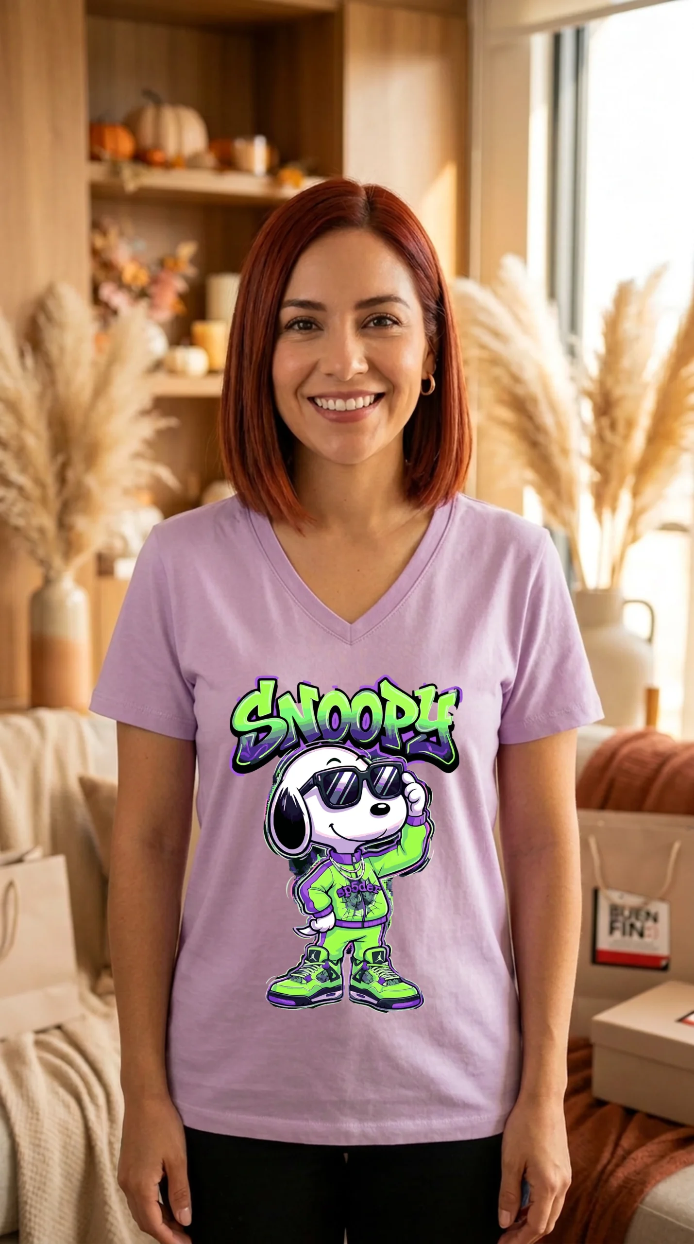Playera Mujer Cuello V Snoopy Spider - Imagen 5