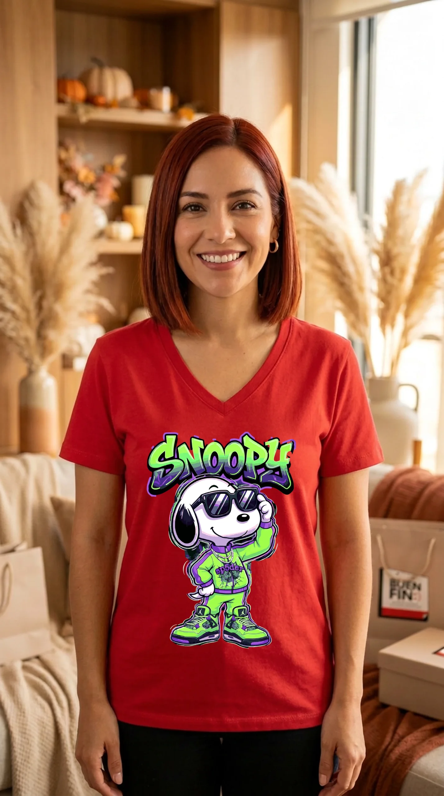 Playera Mujer Cuello V Snoopy Spider - Imagen 6