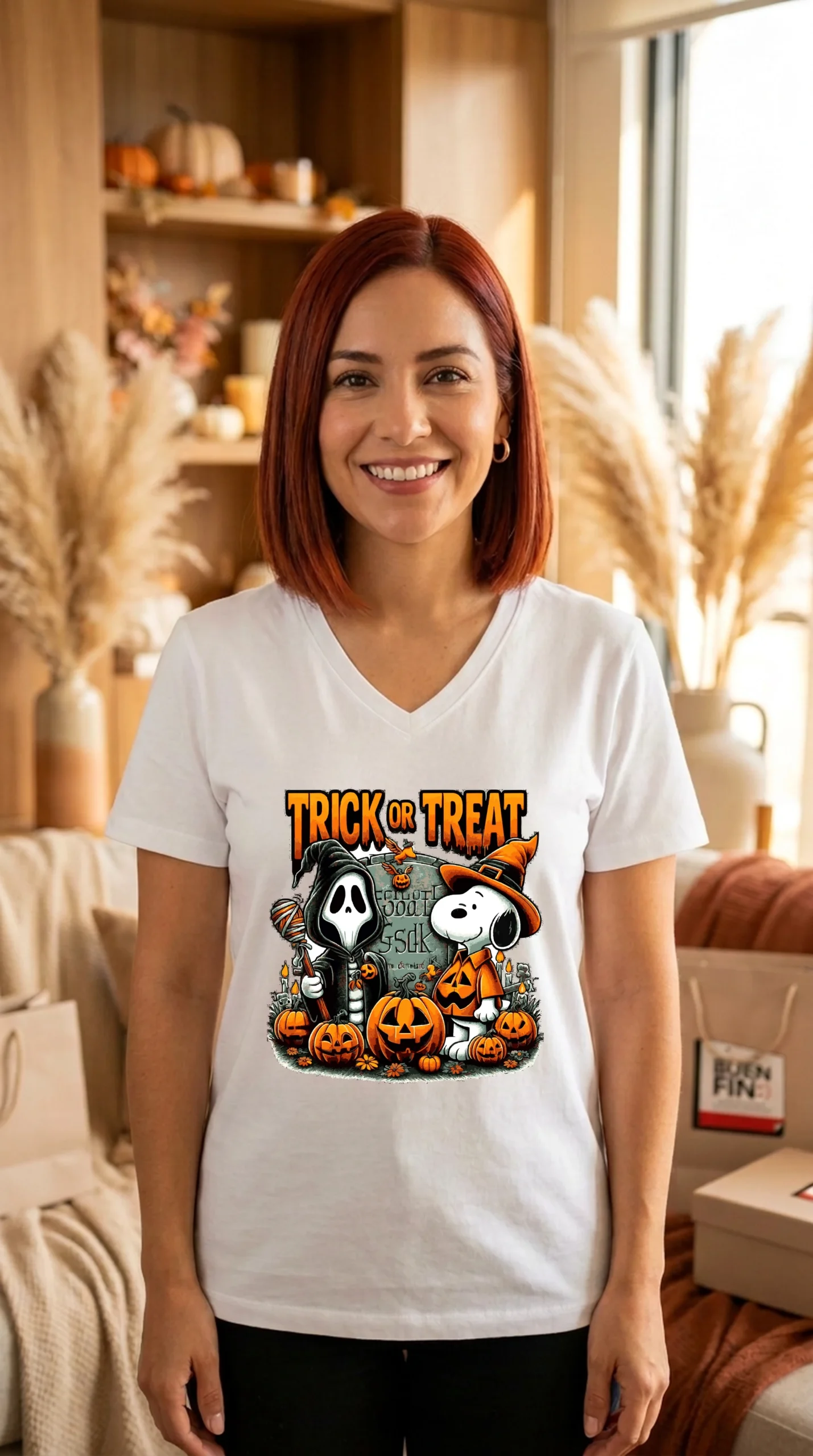 Playera Mujer Cuello V Snoopy Trick - Imagen 2