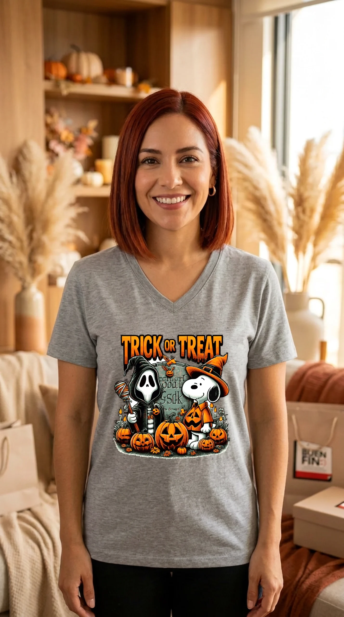 Playera Mujer Cuello V Snoopy Trick