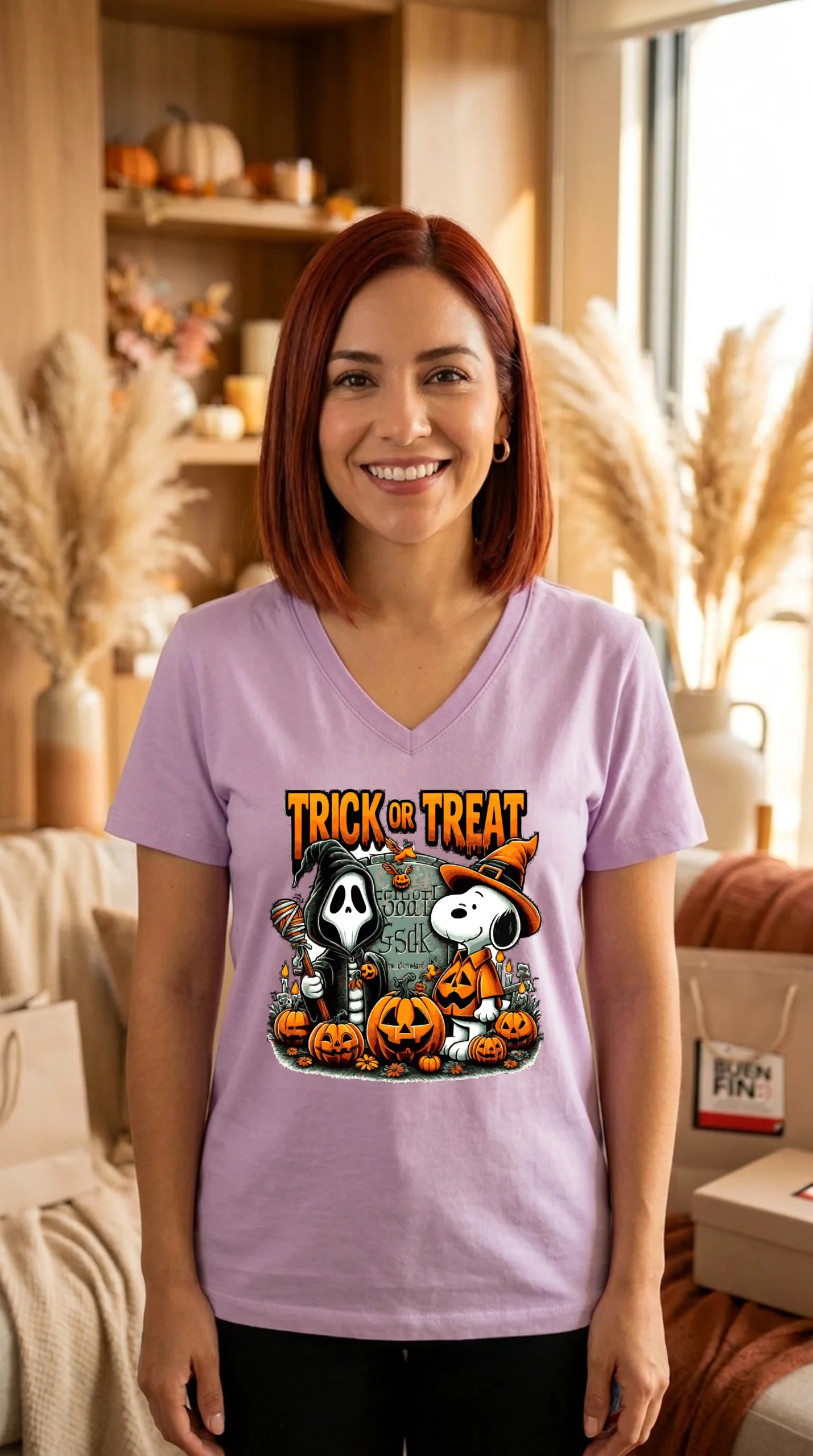 Playera Mujer Cuello V Snoopy Trick - Imagen 5