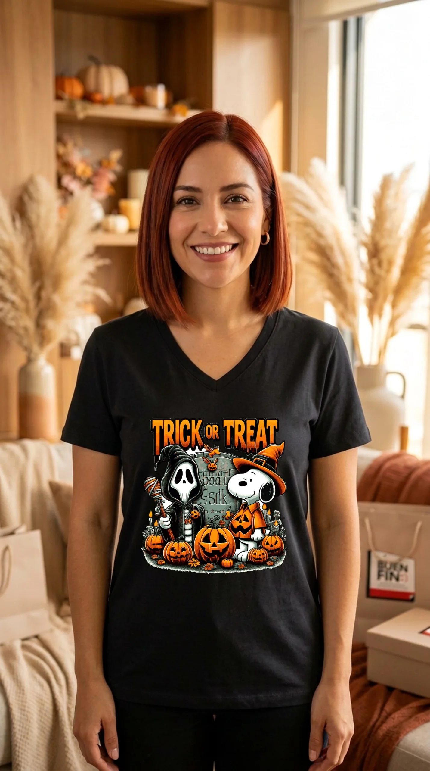 Playera Mujer Cuello V Snoopy Trick - Imagen 6