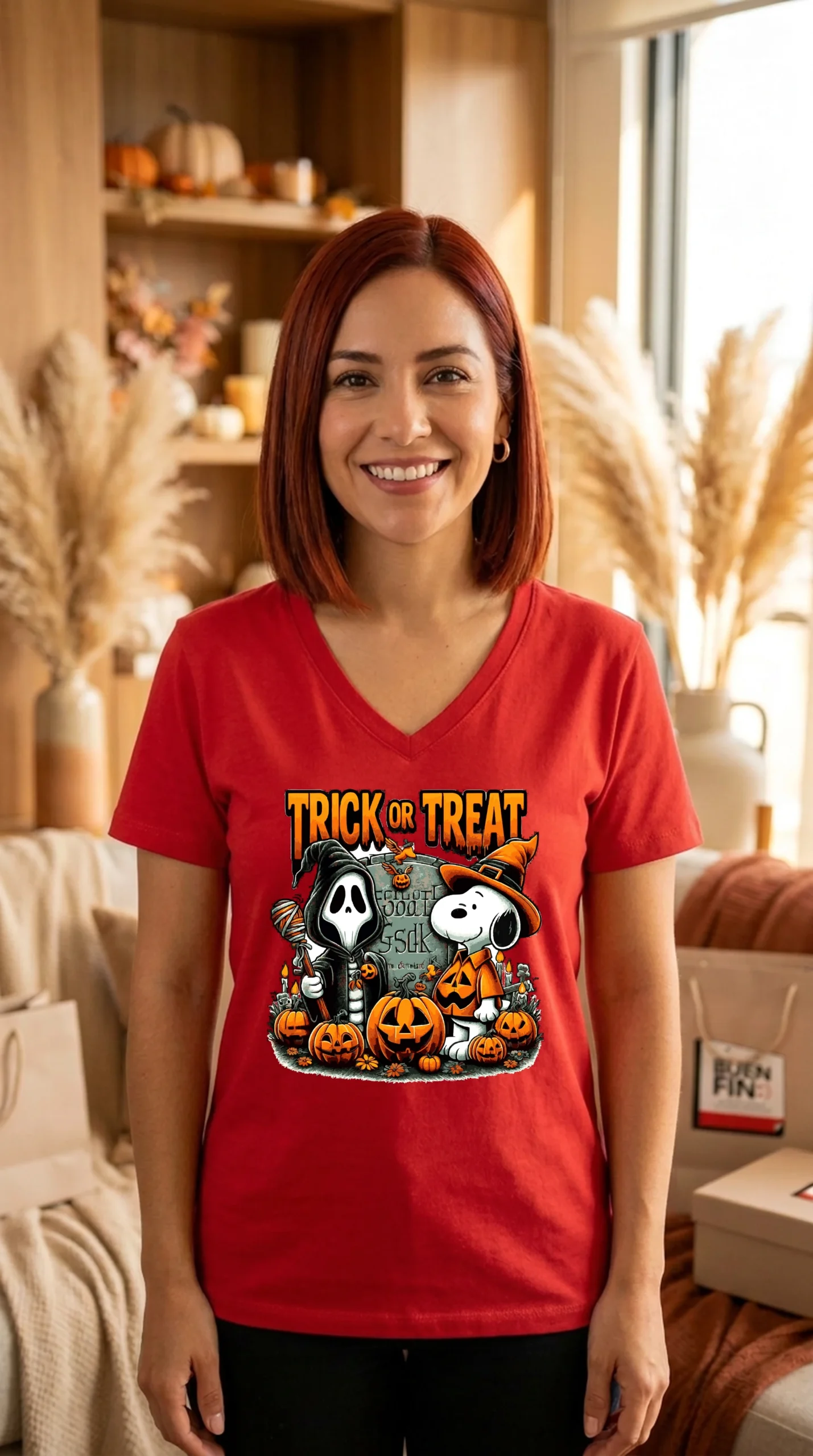Playera Mujer Cuello V Snoopy Trick - Imagen 3